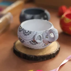 Handmade Terracotta Modern Elephant Diya Tealight T-Light Holder