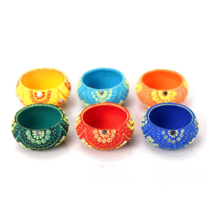 Handmade Terracotta Round Tea Light T-Light Holder - Set of 6