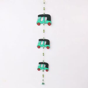Handcrafted Wooden Auto-Rickshaw Wall Hanging - Available in 2 Colors