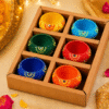 Handmade painted terracotta round diya set by DECOREER for Diwali decoration and pooja
