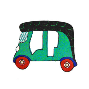 Handmade Auto Rickshaw Wooden Fridge Magnet for Kitchen - Available in 2 Colors