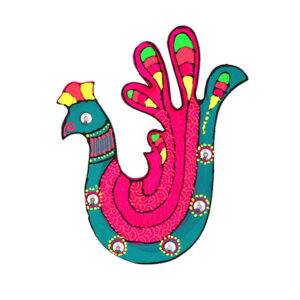 Hand-Painted Peacock Wooden Fridge Magnet - Available in 2 Colors